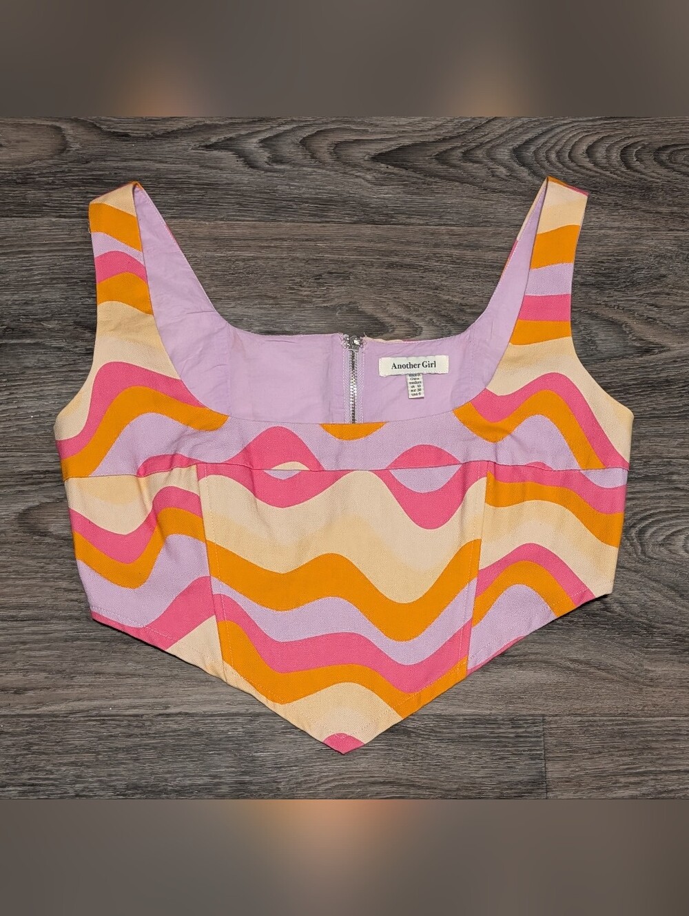 Another Girl Lavender Pink Orange Yellow Wave Crop Top Pac Sun Urban Outfitters